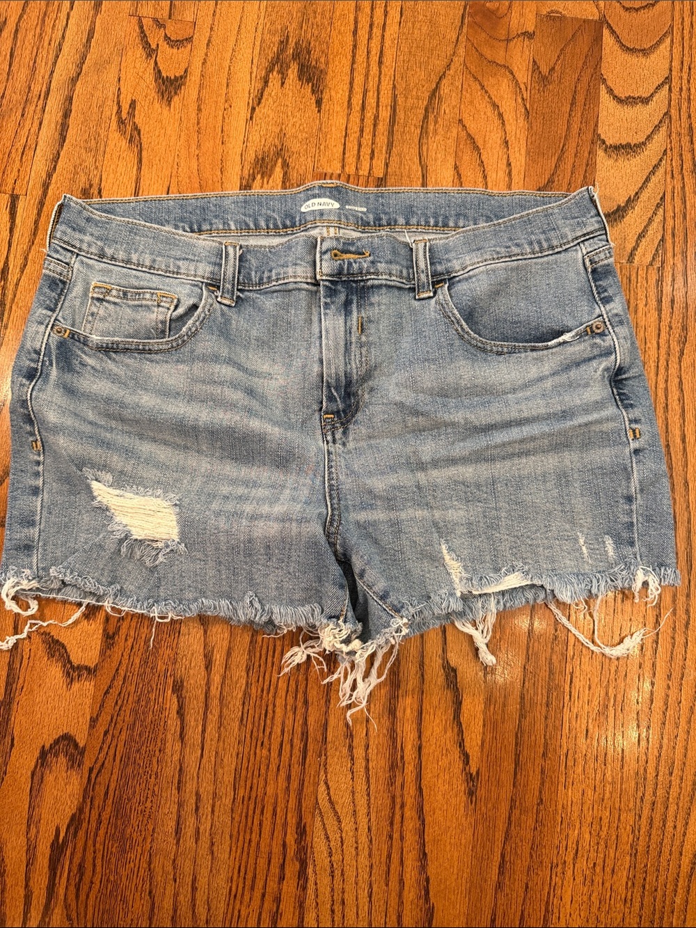 Light Wash Distressed Denim Shorts - Women